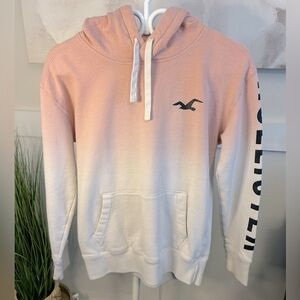 Hollister Men's Graphic Logo Hoodie, Ombré Pink/White, Size XS, EUC